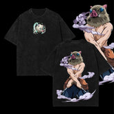 Kitsukai "Inosuke Hashibira Beast Breathing" Demon Slayer: Kimetsu no Yaiba Vintage Washed Oversized T-Shirt