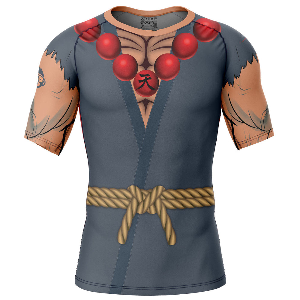 Akuma Street Fighter Short Sleeve Rash Guard Compression Shirt