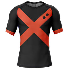 Bakugo My Hero Academia Short Sleeve Rash Guard Compression Shirt