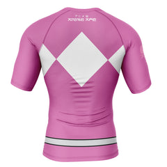 Pink Ranger Mighty Morphin Power Rangers Short Sleeve Rash Guard Compression Shirt