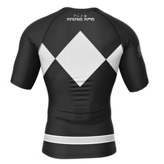 Black Ranger Mighty Morphin Power Rangers Short Sleeve Rash Guard Compression Shirt