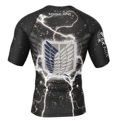 Black Scouting Regiment Attack On Titan Short Sleeve Rash Guard Compression Shirt