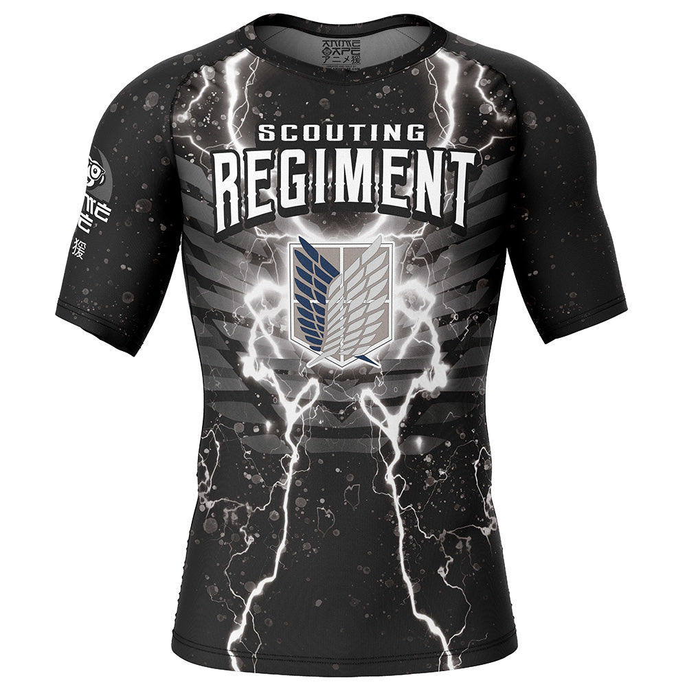 Black Scouting Regiment Attack On Titan Short Sleeve Rash Guard Compression Shirt