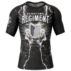 Black Scouting Regiment Attack On Titan Short Sleeve Rash Guard Compression Shirt