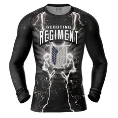 Black Scouting Regiment Attack On Titan Long Sleeve Rash Guard Compression Shirt