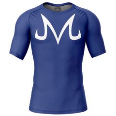 Blue Majin Vegeta Short Sleeve Rash Guard Compression Shirt