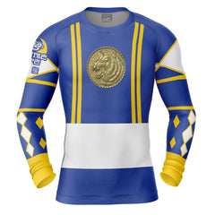 Blue Ranger Ninjetti Rangers Long Sleeve Rash Guard Compression Shirt