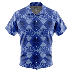 Blue Ranger Pattern Power Rangers Button Up Hawaiian Shirt