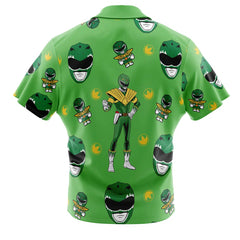 Green Ranger Pattern Mighty Morphin Power Rangers Button Up Hawaiian Shirt