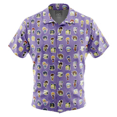 Chibi Jojo's Bizarre Adventure Characters Pattern Button Up Hawaiian Shirt