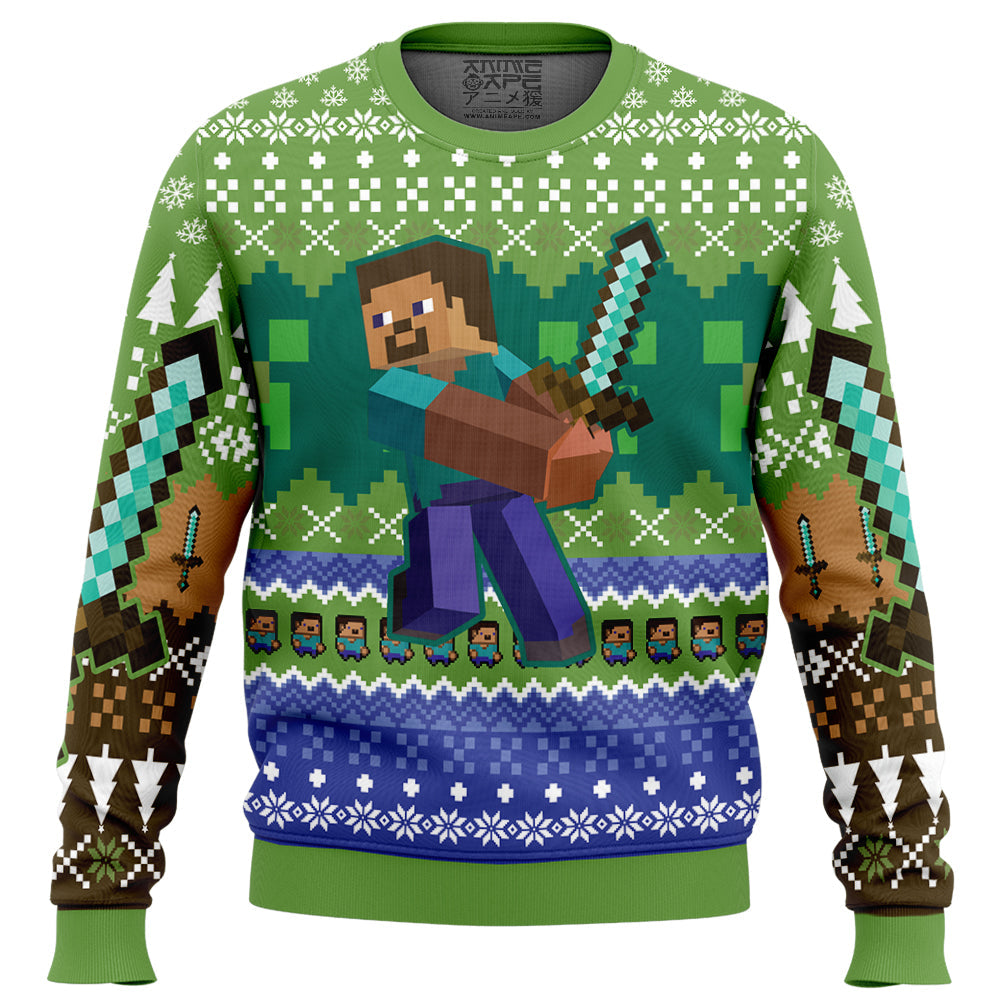 Christmas Minecraft Steve Ugly Christmas Sweater