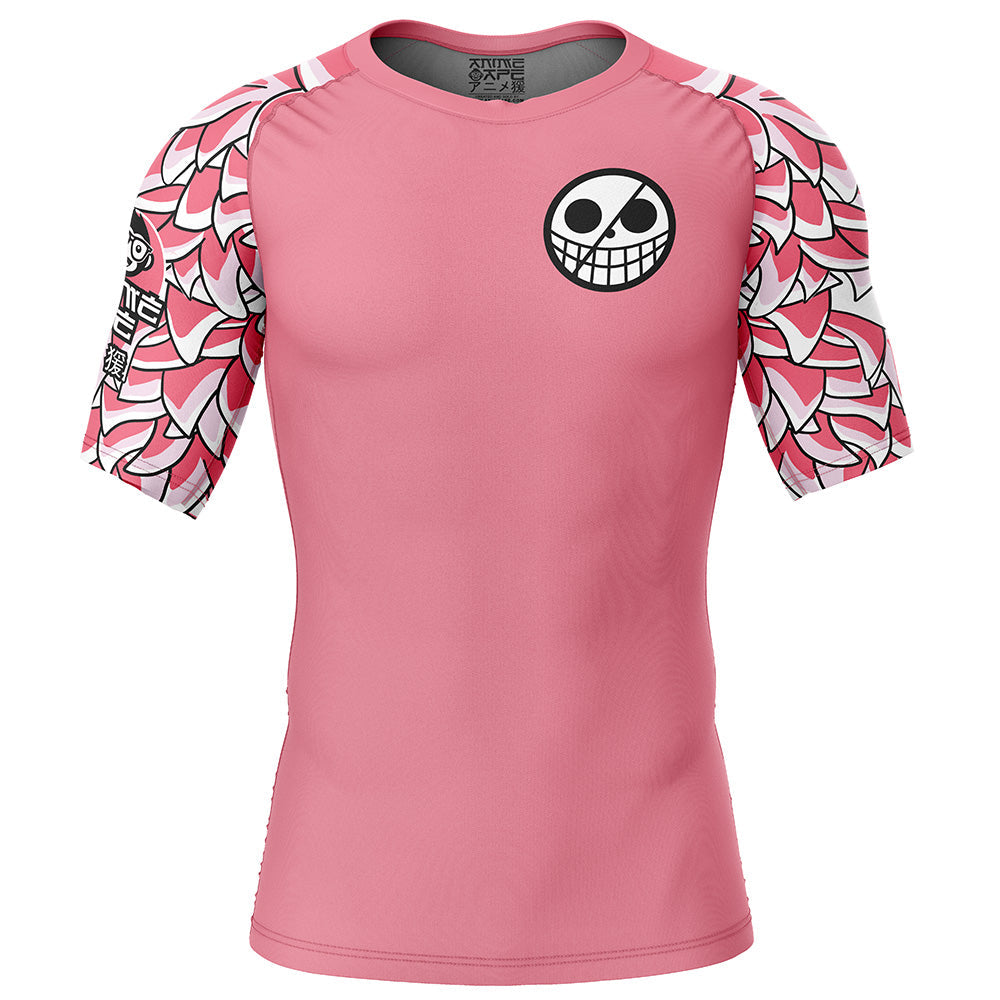 Doflamingo One Piece Short Sleeve Rash Guard Compression Shirt