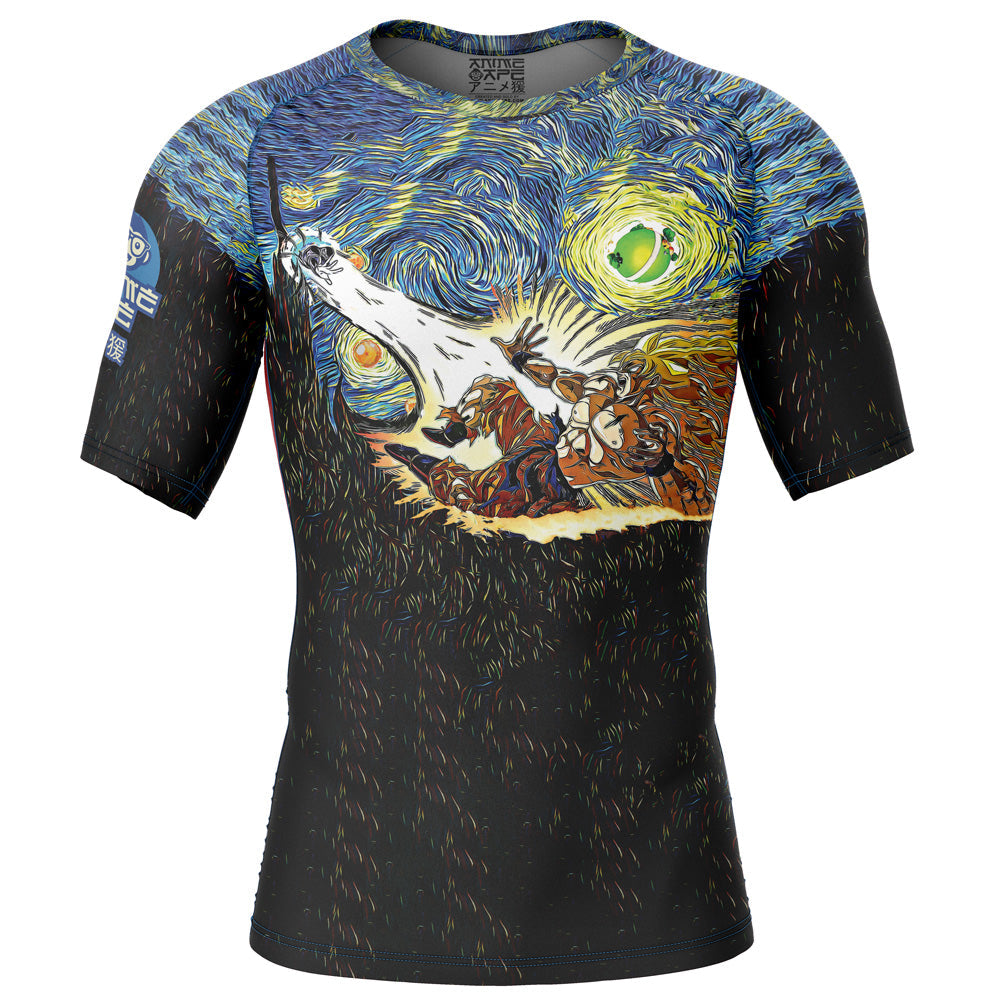 Dragon Ball Z Starry Night Short Sleeve Rash Guard Compression Shirt
