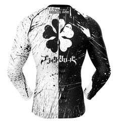 Five-Leaf Clover Black Clover Long Sleeve Rash Guard Compression Shirt