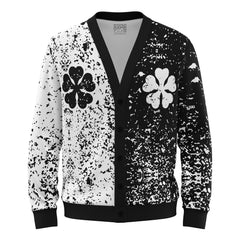 Five Leaf Black Clover Knitted Cardigan Sweater