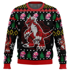 Growlmon Digimon Ugly Christmas Sweater