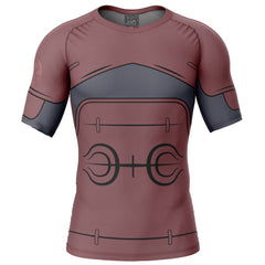 Hashirama Senju Shippuden Short Sleeve Rash Guard Compression Shirt