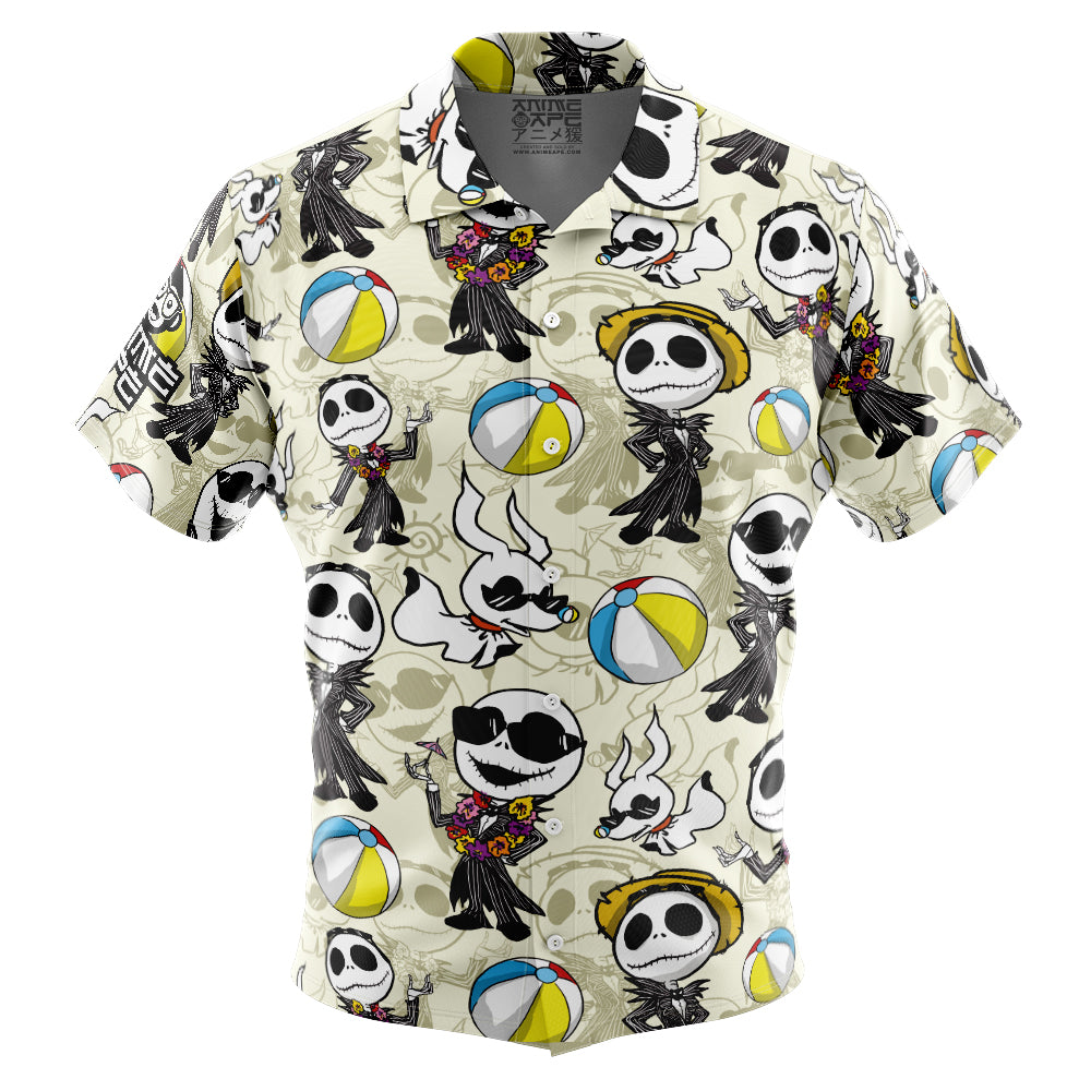 Jack Skellington Summer Vacation The Night Before Christmas Button Up Hawaiian Shirt