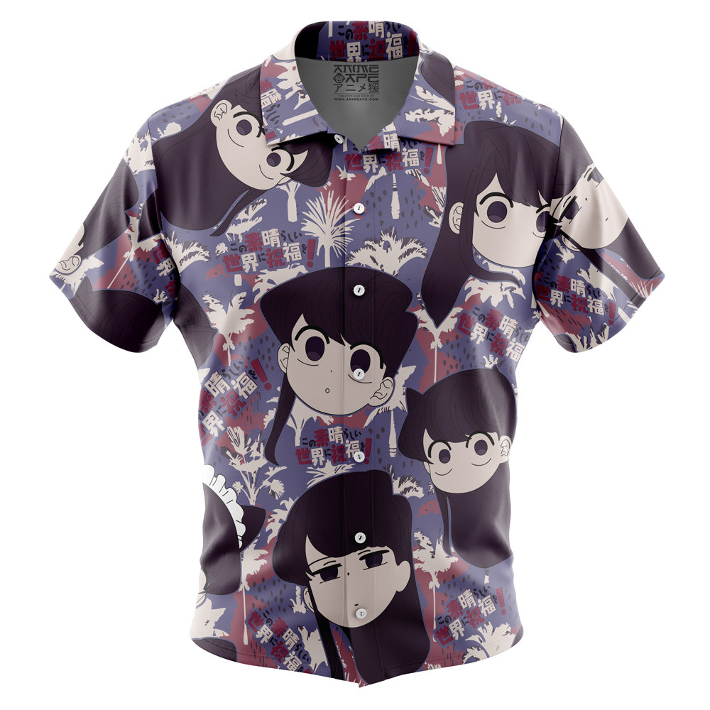 Komi Shouko Reaction Faces Komi Can't Communicate Button Up Hawaiian Shirt