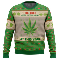 Lit This Year Weed Ugly Christmas Sweater