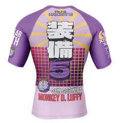 Luffy Gear 5 Sun God Nika One Piece Short Sleeve Rash Guard Compression Shirt
