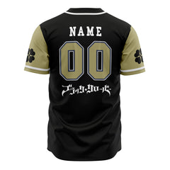 Personalized Black Bulls Black Clover Baseball Jersey