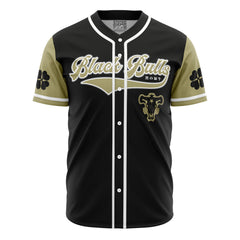 Personalized Black Bulls Black Clover Baseball Jersey