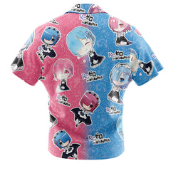 Rem and Ram Re Zero Kara Hajimeru Isekai Seikatsu Button Up Hawaiian Shirt