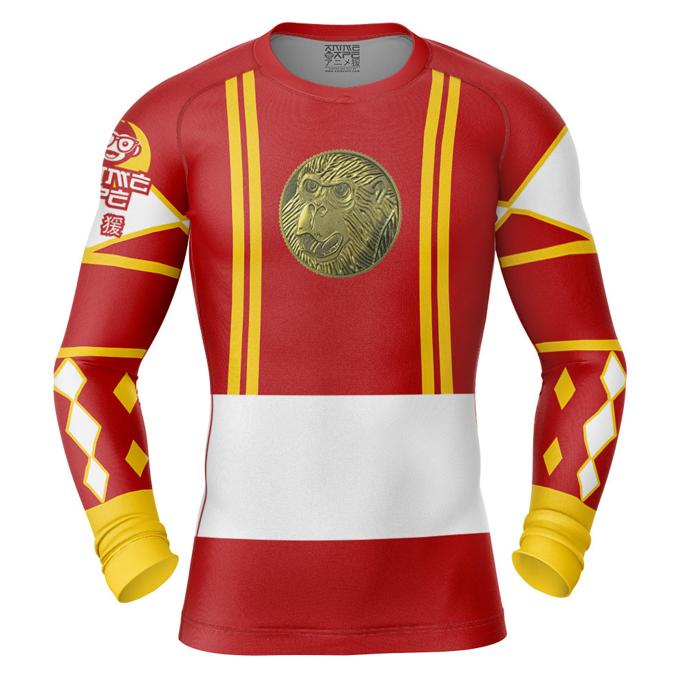 Red Ranger Ninjetti Rangers Long Sleeve Rash Guard Compression Shirt