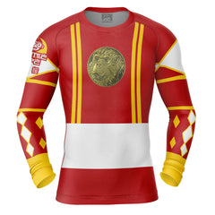 Red Ranger Ninjetti Rangers Long Sleeve Rash Guard Compression Shirt