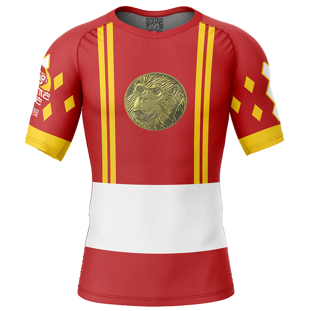 Red Ranger Ninjetti Rangers Short Sleeve Rash Guard Compression Shirt