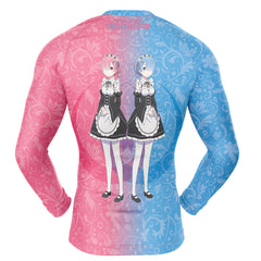 Rem and Ram Re Zero Kara Hajimeru Isekai Seikatsu Long Sleeve Rash Guard Compression Shirt
