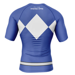 Blue Ranger Mighty Morphin Power Rangers Short Sleeve Rash Guard Compression Shirt