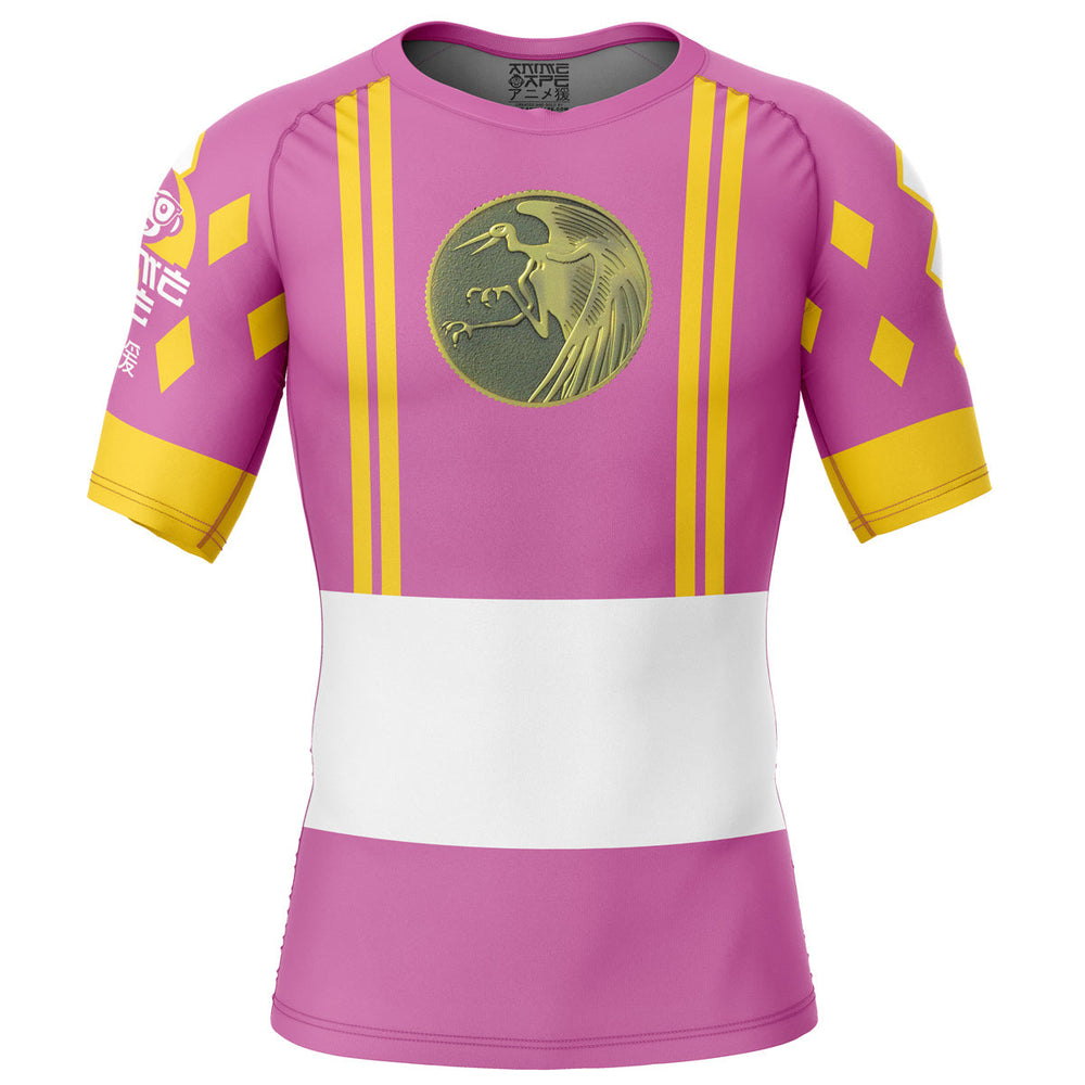 Pink Ranger Ninjetti Rangers Short Sleeve Rash Guard Compression Shirt