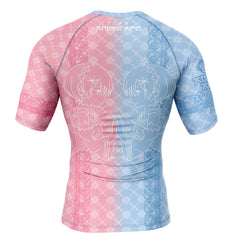 The Twins Rem and Ram Re Zero Kara Hajimeru Isekai Seikatsu Short Sleeve Rash Guard Compression Shirt
