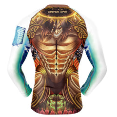 Trippy Eren Yeager Timeskip Attack on Titan Long Sleeve Rash Guard Compression Shirt