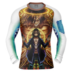 Trippy Eren Yeager Timeskip Attack on Titan Long Sleeve Rash Guard Compression Shirt