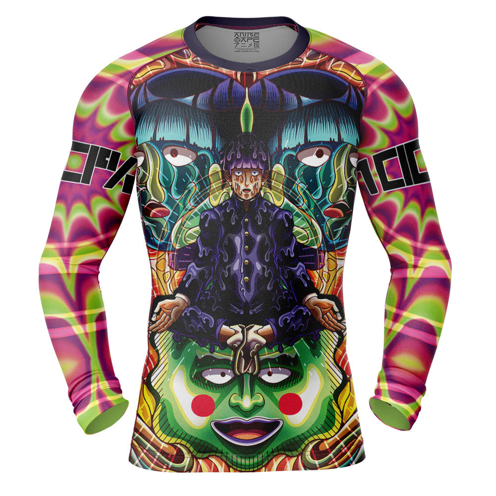 Trippy Shigeo Kageyama Mob Psycho 100 Long Sleeve Rash Guard Compression Shirt