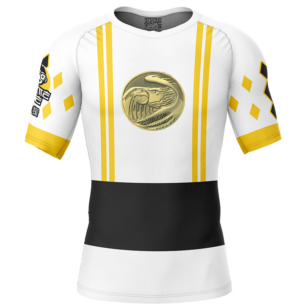 White Ranger Ninjetti Rangers Short Sleeve Rash Guard Compression Shirt