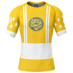 Yellow Ranger Ninjetti Rangers Short Sleeve Rash Guard Compression Shirt