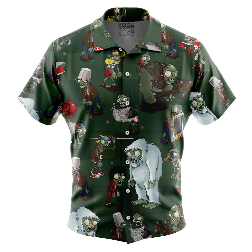 Zombie Side Plants Vs. Zombies Button Up Hawaiian Shirt