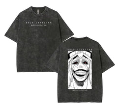 "Statue of God Solo Leveling" Vintage Washed Oversized T-shirt -