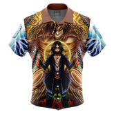 Trippy Eren Yeager Timeskip Attack on Titan Button Up Hawaiian Shirt