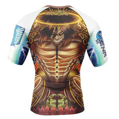 Trippy Eren Yeager Timeskip Attack on Titan Short Sleeve Rash Guard Compression Shirt