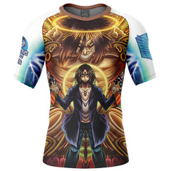 Trippy Eren Yeager Timeskip Attack on Titan Short Sleeve Rash Guard Compression Shirt