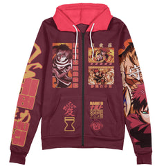 Gaara V2 Shippuden Streetwear Zip Hoodie Jacket