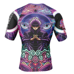 Trippy Gojo Satoru Jujutsu Kaisen Short Sleeve Rash Guard Compression Shirt