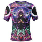 Trippy Gojo Satoru Jujutsu Kaisen Short Sleeve Rash Guard Compression Shirt