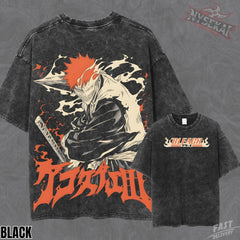 Kitsukai Ichigo Hollow Mask Pump Cover Oversized Vintage Wash Heavyweight Graphic Tee