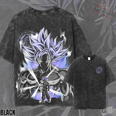 Kitsukai Goku Ultra Instinct Pump Cover Mastered UI Oversized Vintage Wash Heavyweight Graphic Tee